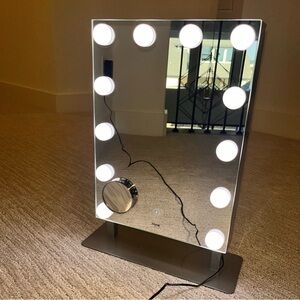 NWOT iHome Vanity Mirror With LED Lights, Stereo Speakers Bluetooth Speakerphone
